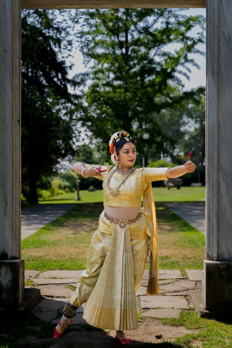 Kuchipudi dancer mid-pose